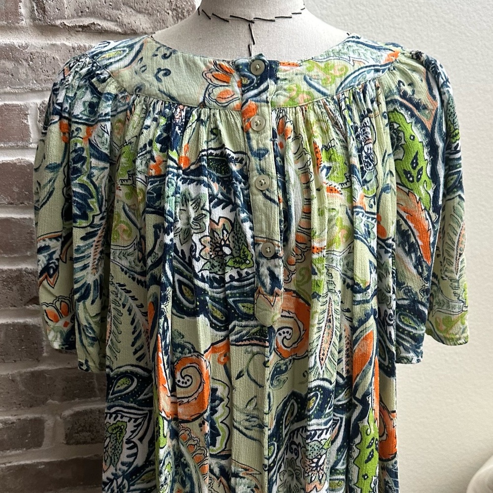 Floral Paisley Button Front Lounge Patio Dress
